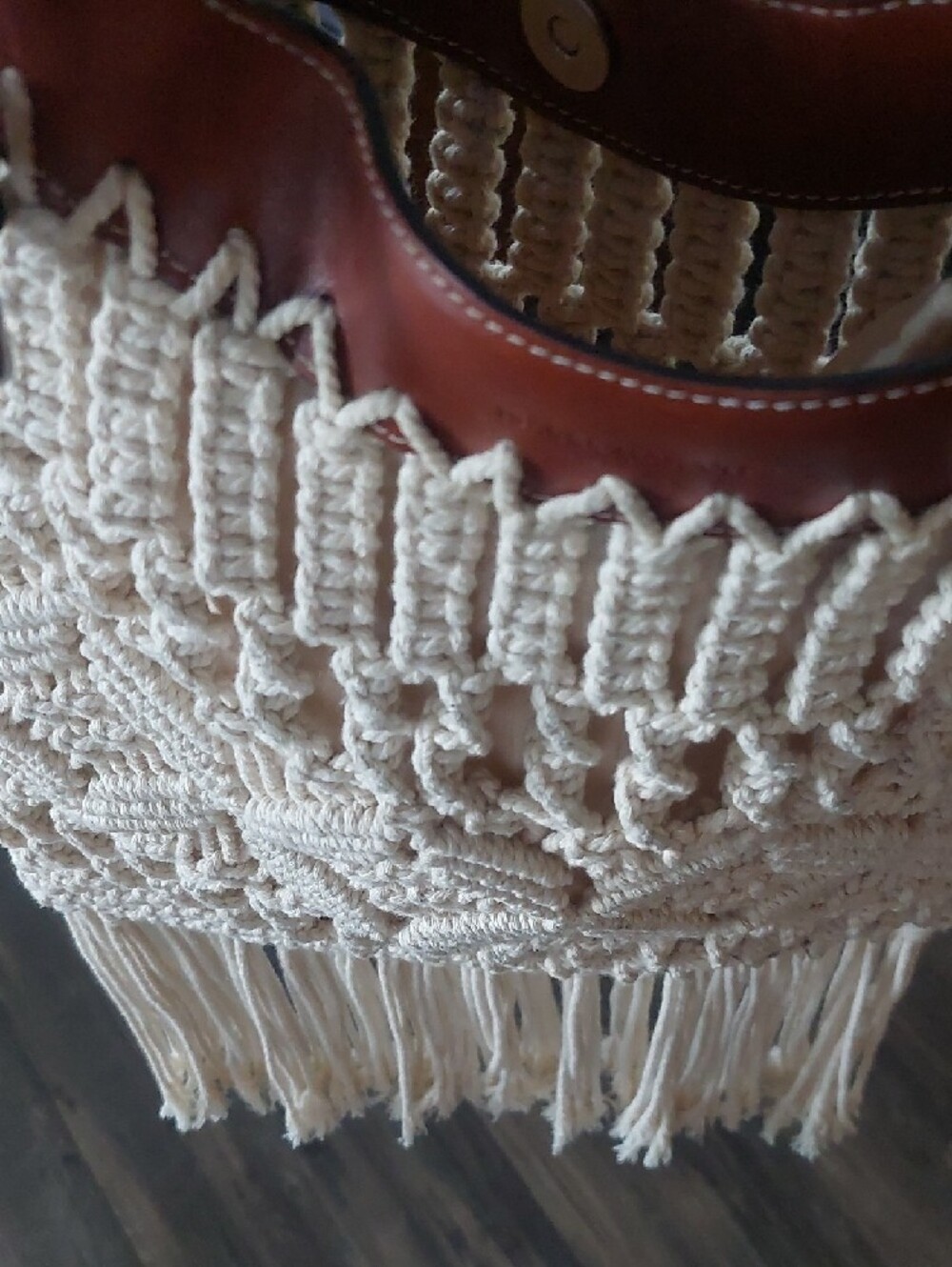 Isabel MARANT Boho Macramé Fringe Shoulder Bag in Cream and Brown - Picture 9 of 14